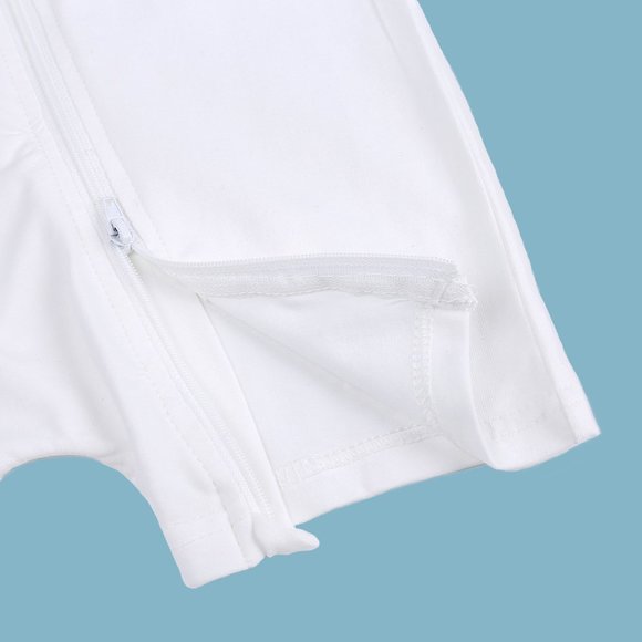 *MONOGRAM* BABY ROMPER-NWT Short Sleeve Short Bodysuit Double Zip Cotton White - Picture 9 of 16